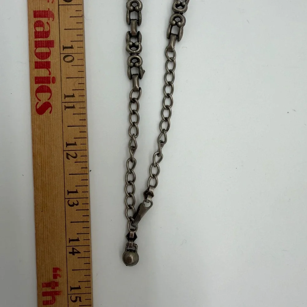 Vintage Silver Tone Ornate Medallion Pendant Necklace Gothic Filigree Chain